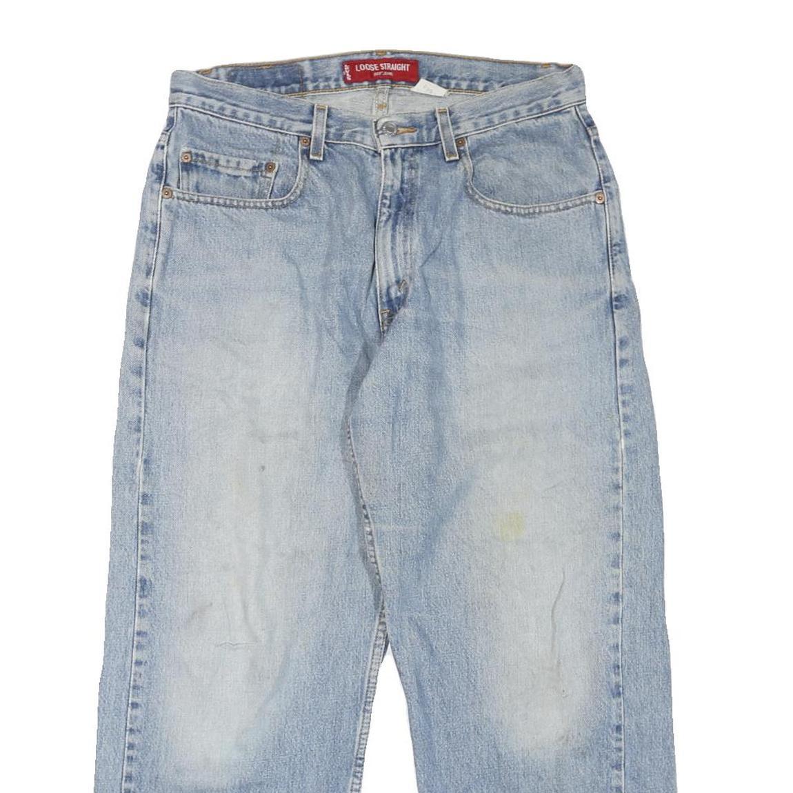 LEVI'S 569 Mens Jeans Blue Loose Straight Denim Light W32 L27 Button Closure