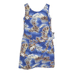 HAWAIIAIN Womens Blue Tropical Print Sleeveless Day Cotton Blend Dress M