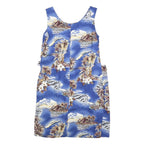 HAWAIIAIN Womens Blue Tropical Print Sleeveless Day Cotton Blend Dress M