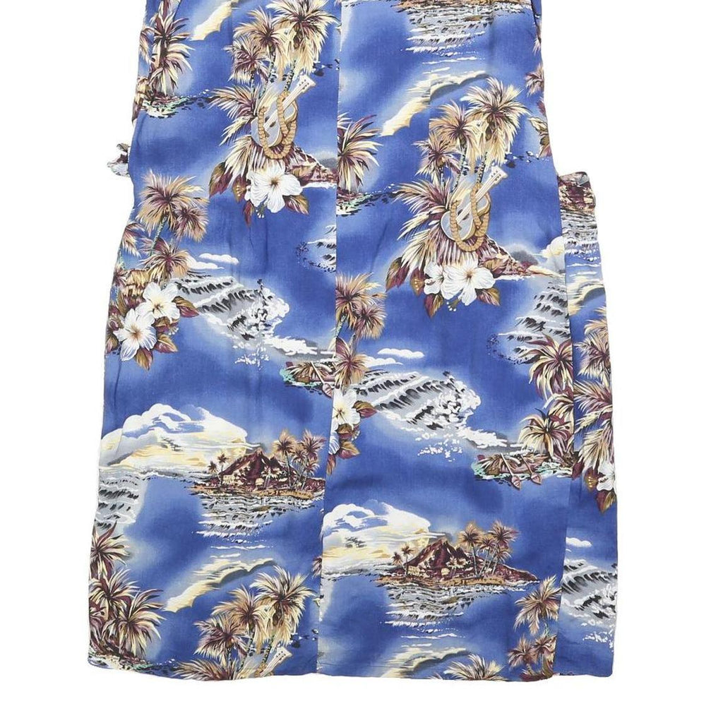 HAWAIIAIN Womens Blue Tropical Print Sleeveless Day Cotton Blend Dress M