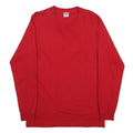 SUPREME Mens Red Long Sleeve Crew Neck T-Shirt Cotton M Casual Streetwear