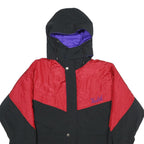 HIGH FASHION Mens Black & Red Hooded Zip Jacket L Woven Colourblock Casual