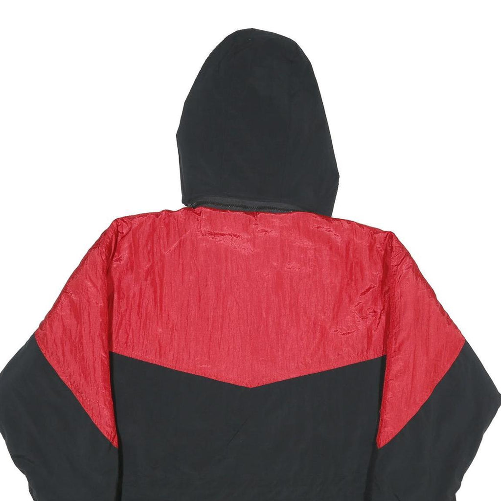 HIGH FASHION Mens Black & Red Hooded Zip Jacket L Woven Colourblock Casual