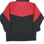 HIGH FASHION Mens Black & Red Hooded Zip Jacket L Woven Colourblock Casual