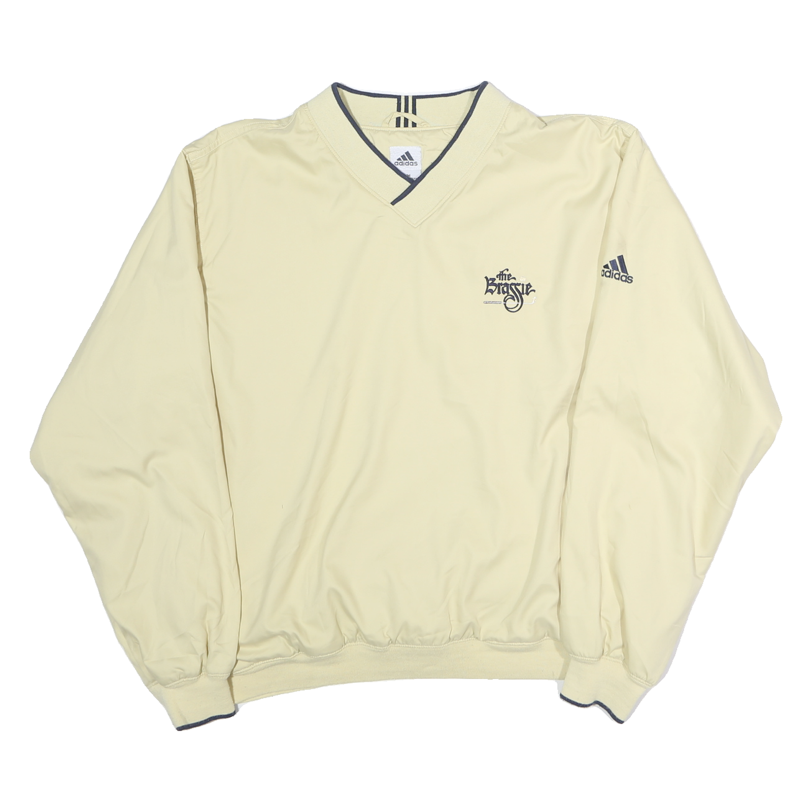 ADIDAS Mens Beige V-Neck Sweatshirt M Polyester Lightweight Pullover