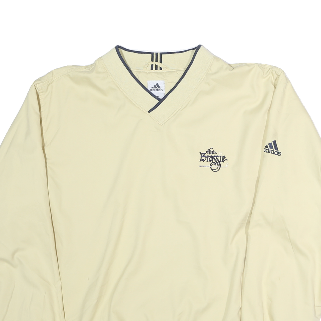 ADIDAS Mens Beige V-Neck Sweatshirt M Polyester Lightweight Pullover