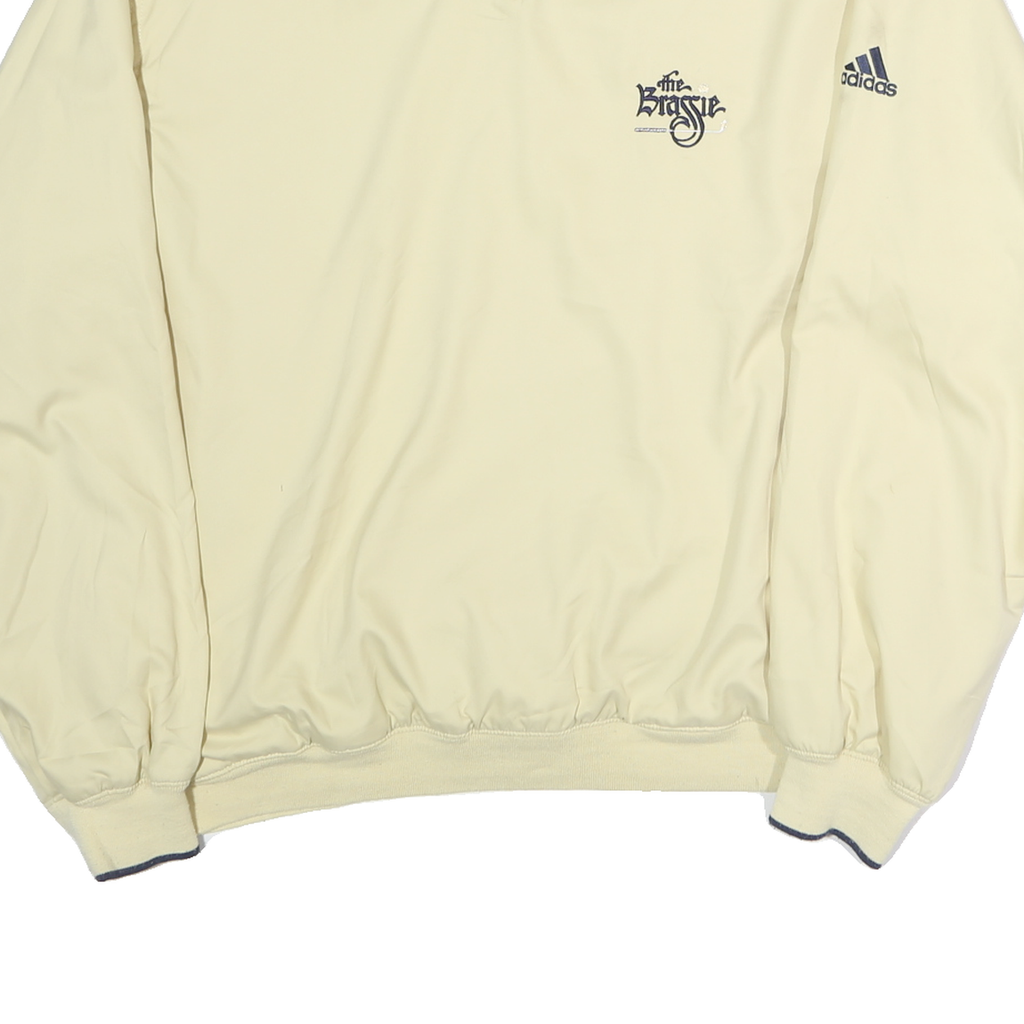 ADIDAS Mens Beige V-Neck Sweatshirt M Polyester Lightweight Pullover