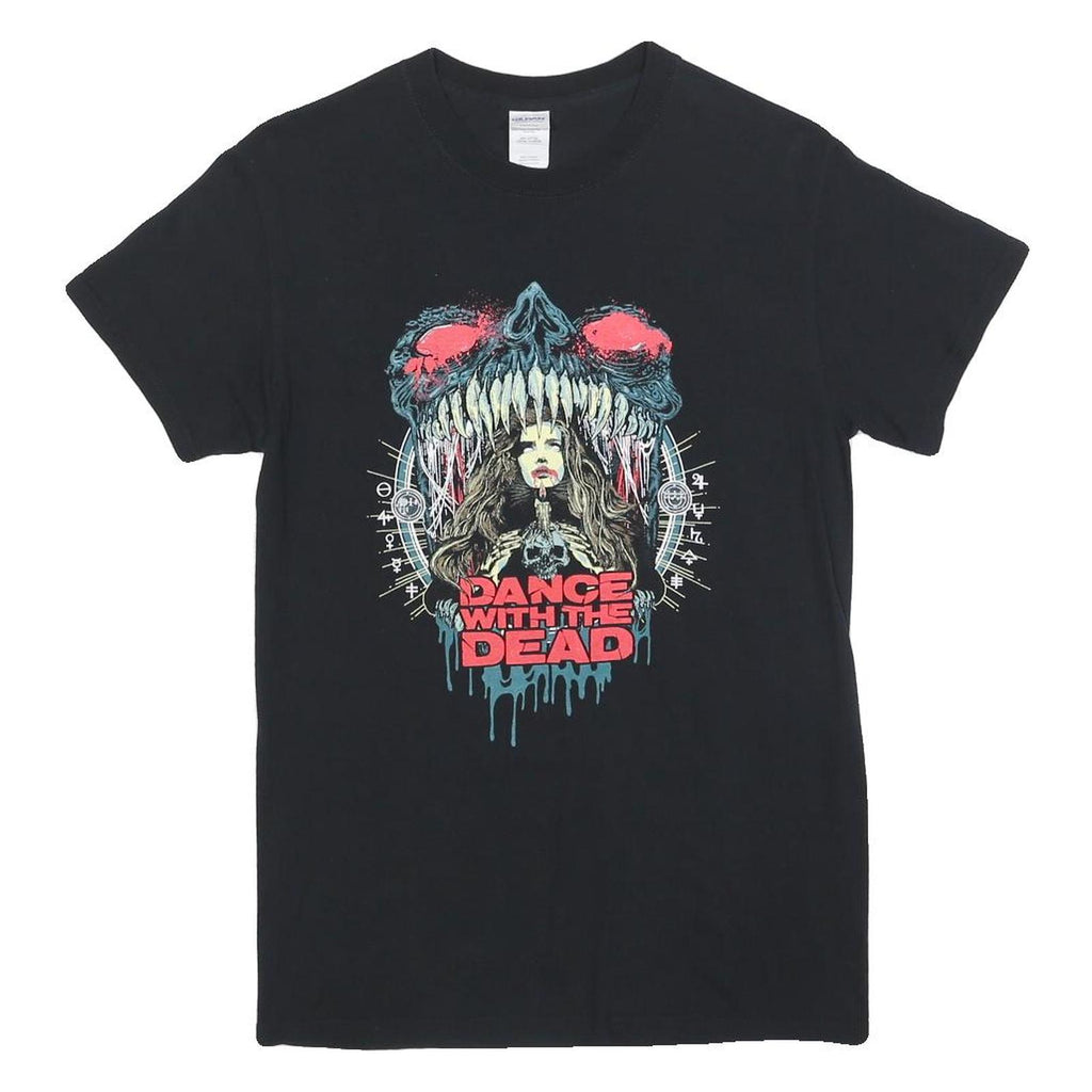 GILDAN Womens Black Dance With The Dead Graphic T-Shirt S Short Sleeve Crew Neck