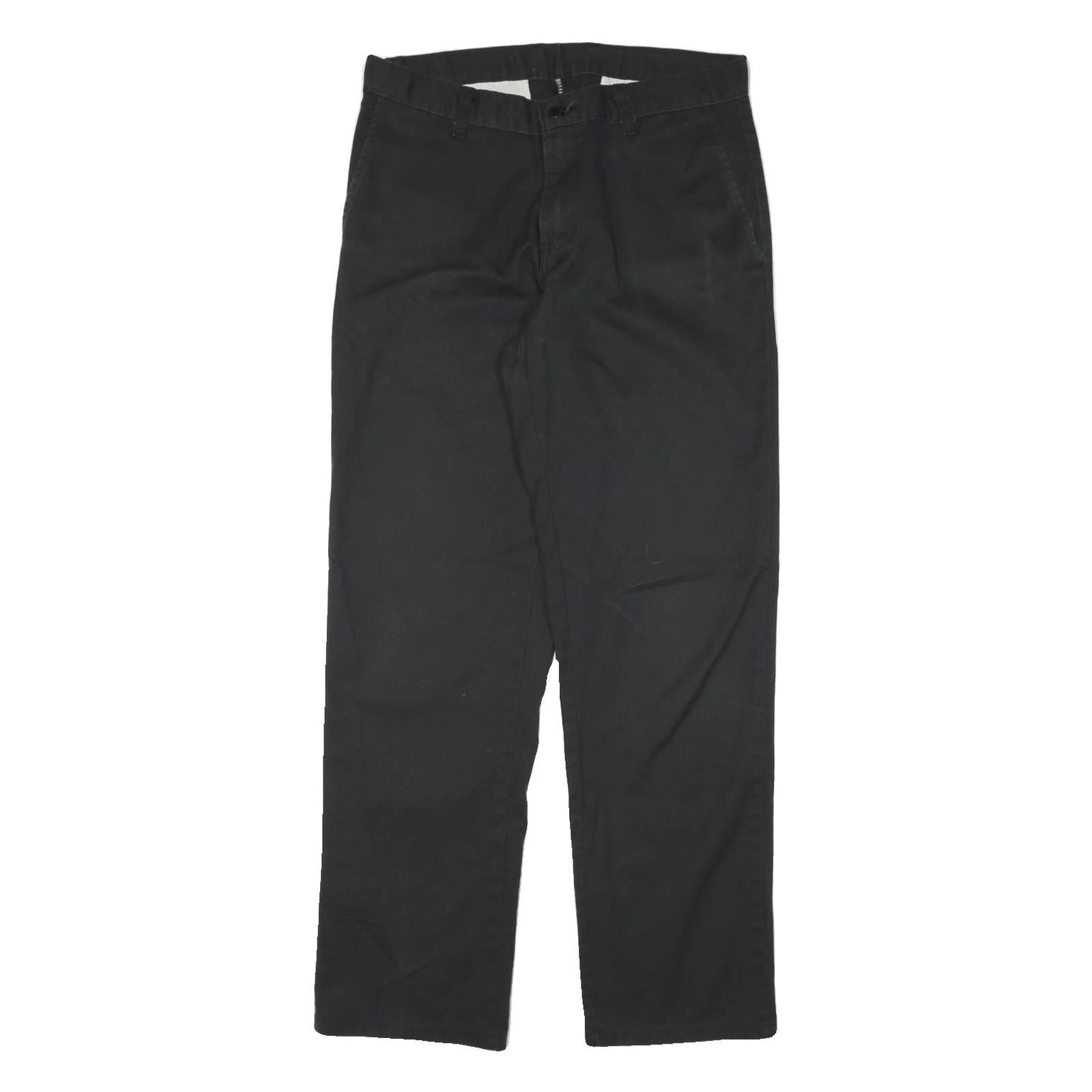 DICKIES Mens Regular Black Cotton Blend Zip Trousers W31 L31 Durable Workwear