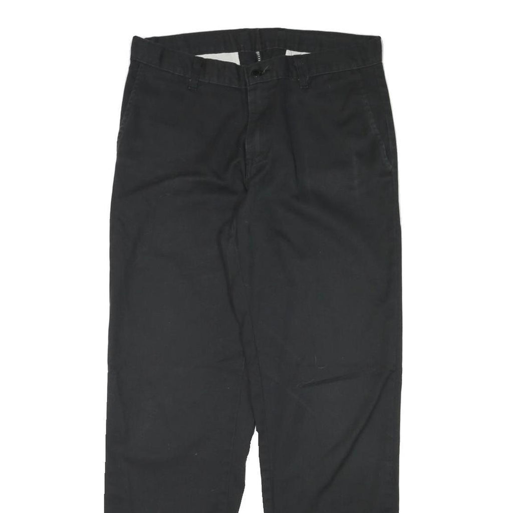 DICKIES Mens Regular Black Cotton Blend Zip Trousers W31 L31 Durable Workwear