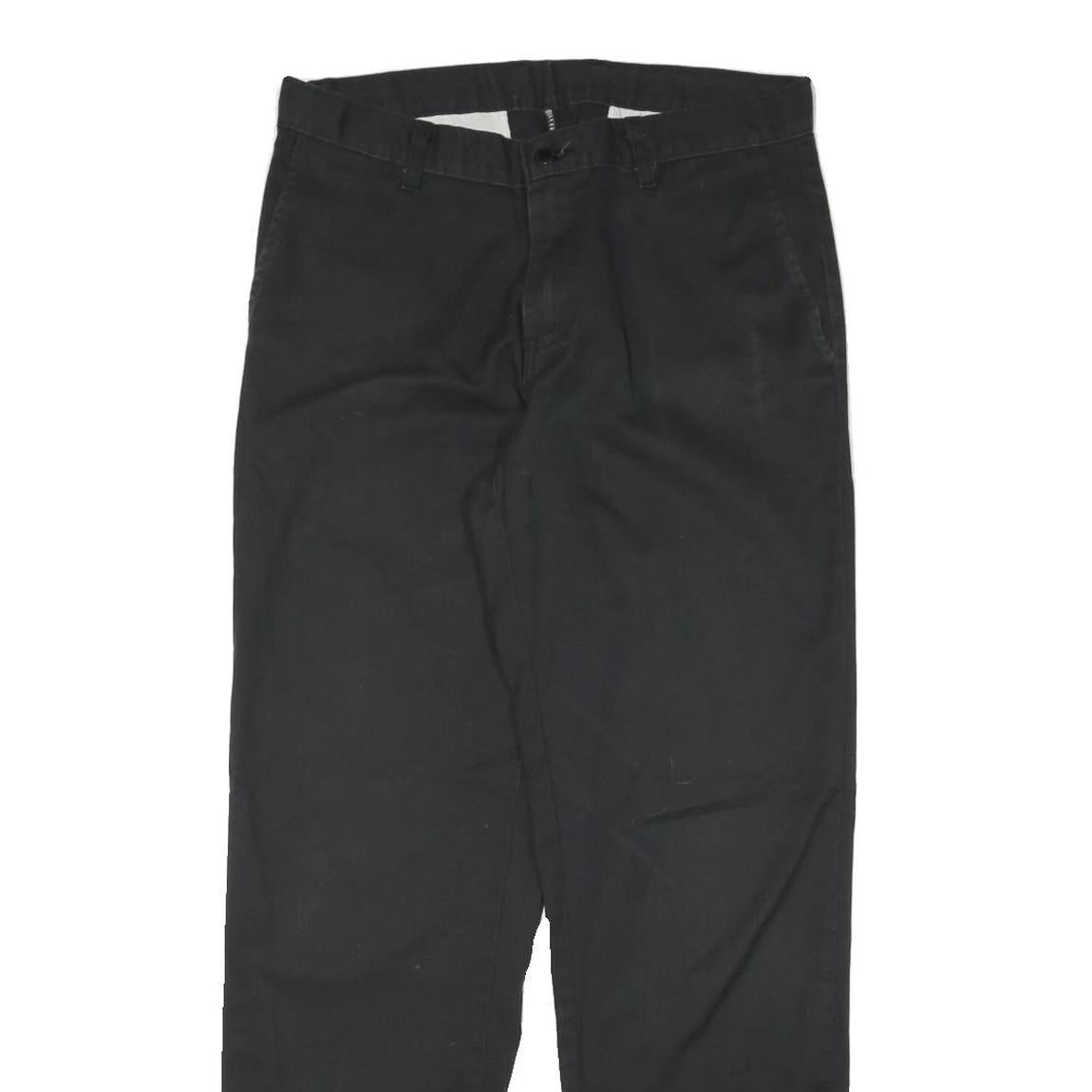 DICKIES Mens Regular Black Cotton Blend Zip Trousers W31 L31 Durable Workwear