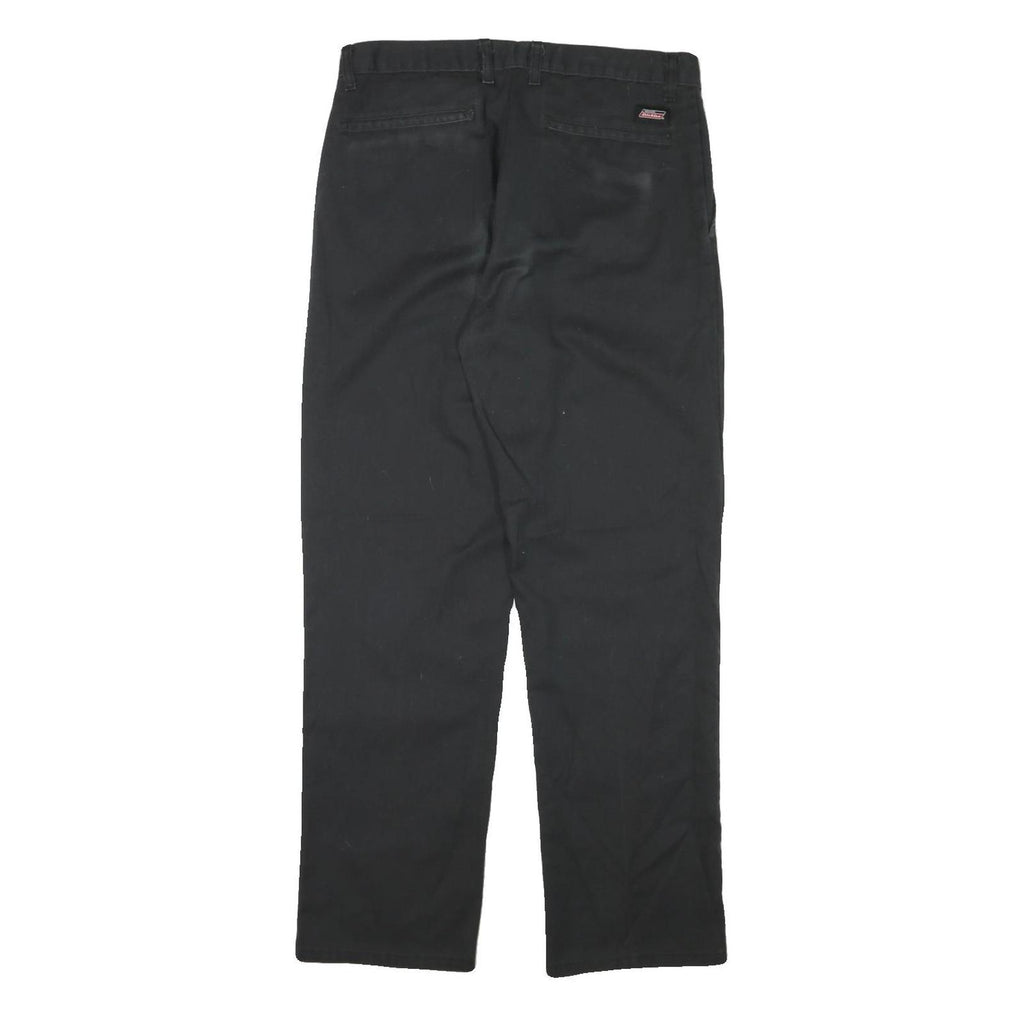 DICKIES Mens Regular Black Cotton Blend Zip Trousers W31 L31 Durable Workwear