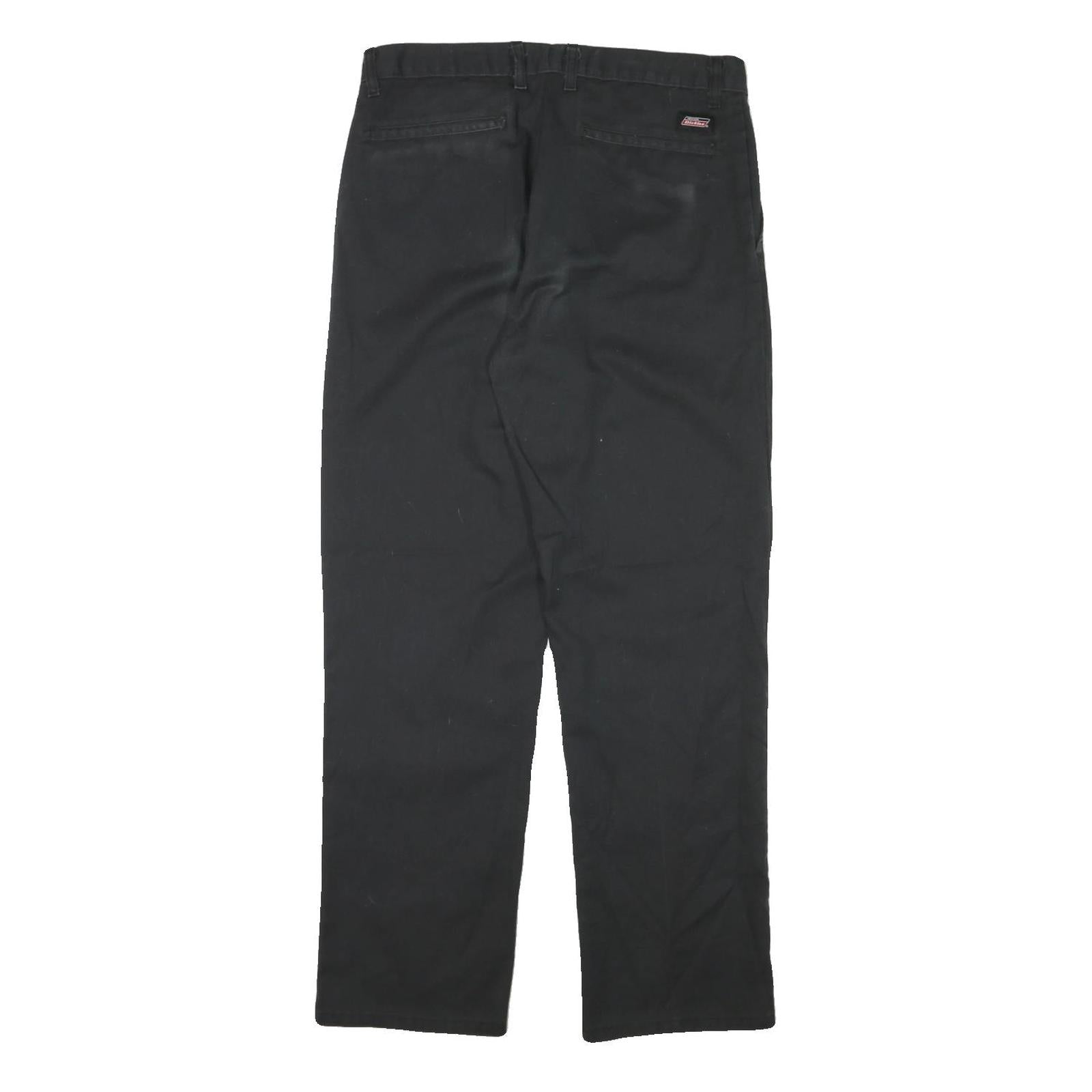 DICKIES Mens Regular Black Cotton Blend Zip Trousers W31 L31 Durable Workwear