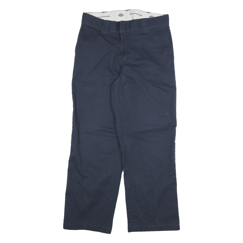 DICKIES Mens Cotton Blend Navy Relaxed Straight Trousers W32 L28 Workwear