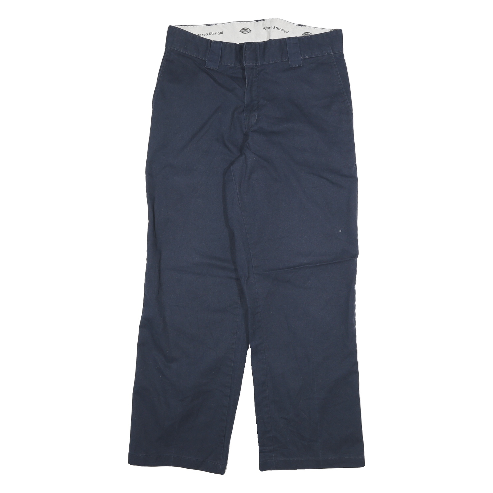 DICKIES Mens Cotton Blend Navy Relaxed Straight Trousers W32 L28 Workwear