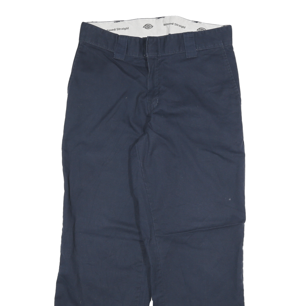 DICKIES Mens Cotton Blend Navy Relaxed Straight Trousers W32 L28 Workwear