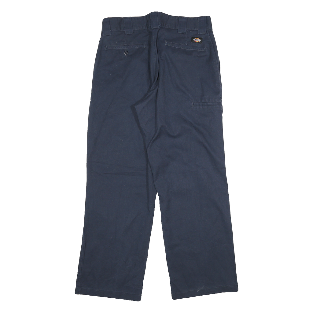 DICKIES Mens Cotton Blend Navy Relaxed Straight Trousers W32 L28 Workwear