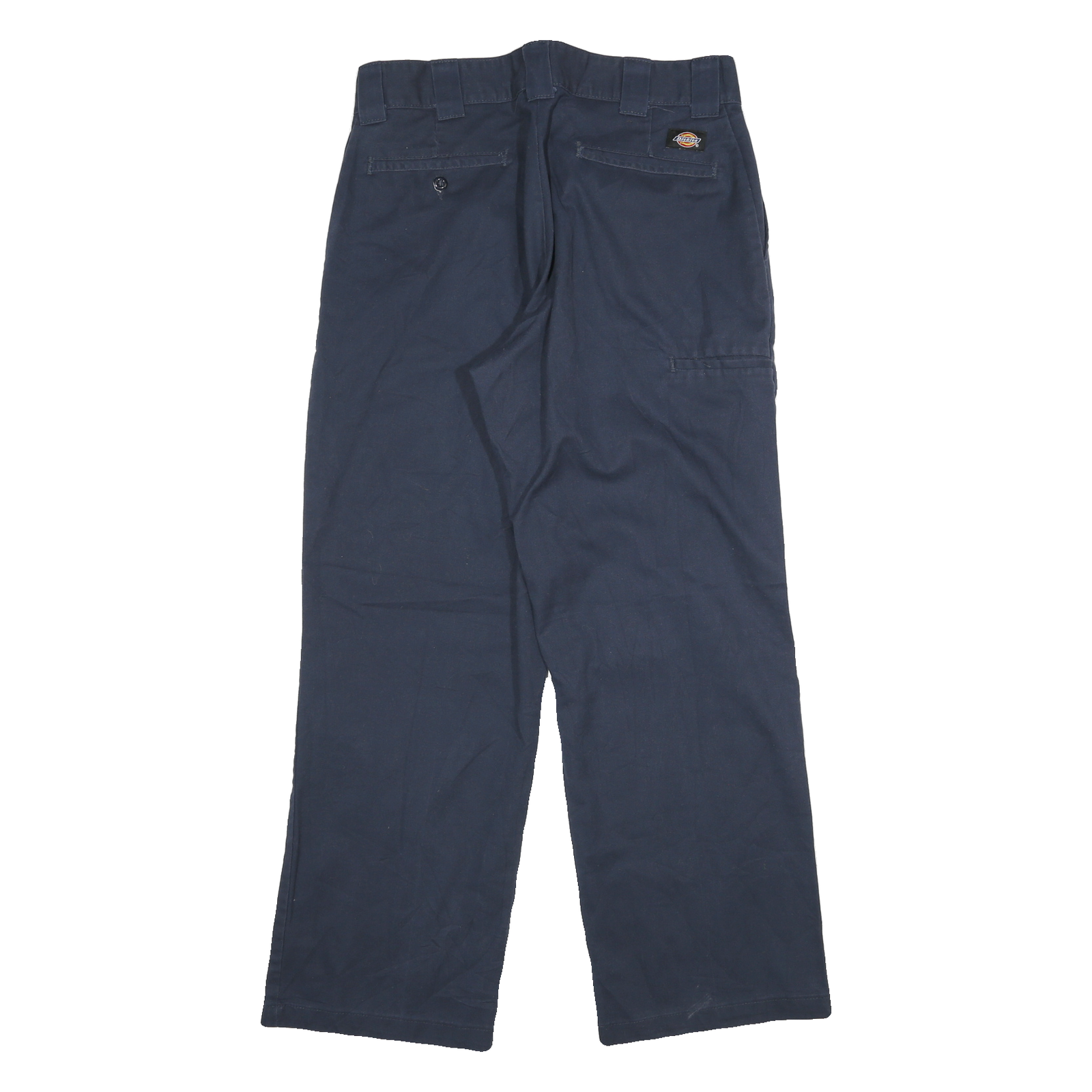 DICKIES Mens Cotton Blend Navy Relaxed Straight Trousers W32 L28 Workwear
