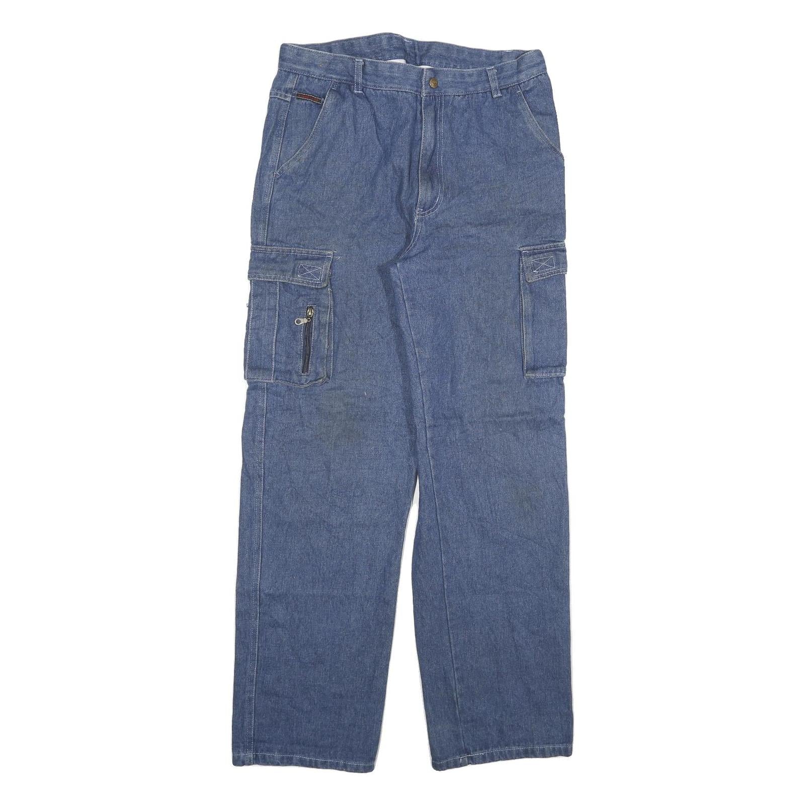 G TWENTY K TEX Mens Jeans Blue Regular Cargo Denim W31 L31 Zip Pockets