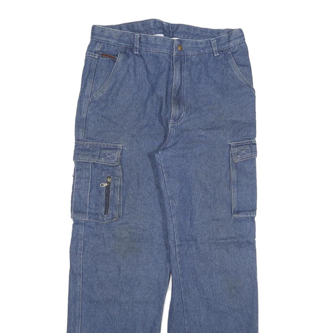 G TWENTY K TEX Mens Jeans Blue Regular Cargo Denim W31 L31 Zip Pockets