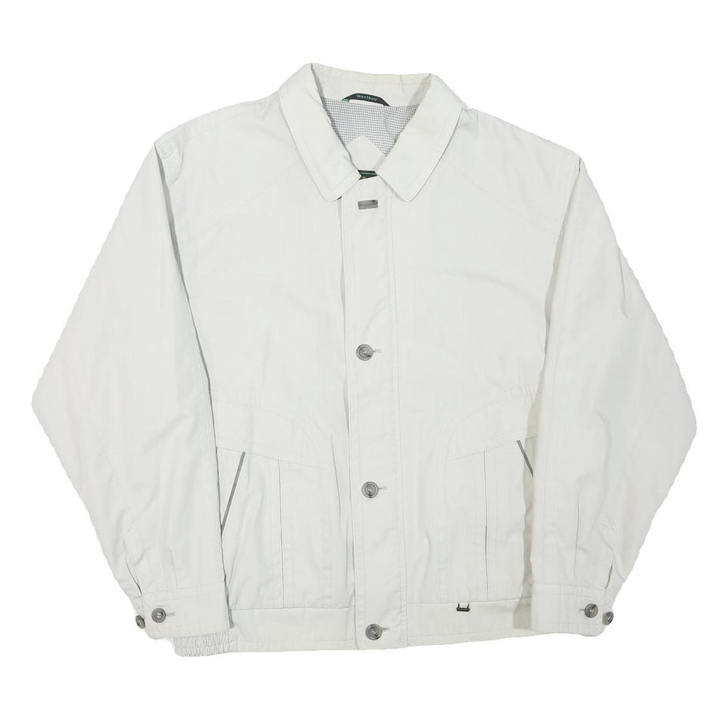 WESTBURY Mens White Classic Jacket L Polyester Blend Zip Plain Casual