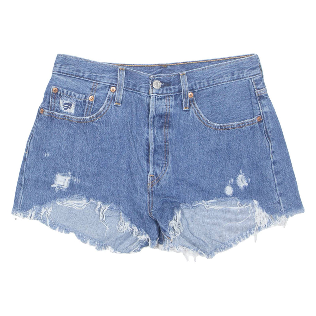 LEVI'S Cut Off 501 Womens Denim Shorts Blue M W30