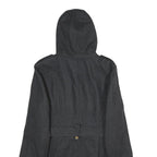 MICHAEL KORS Womens Black Hooded Wool Blend Jacket M Zip Coat Elegant Classic