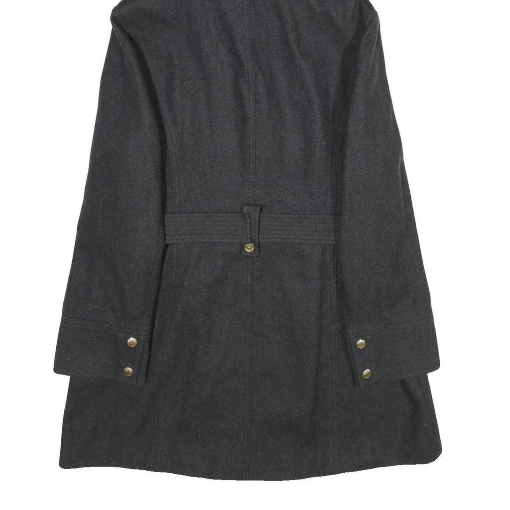 MICHAEL KORS Womens Black Hooded Wool Blend Jacket M Zip Coat Elegant Classic