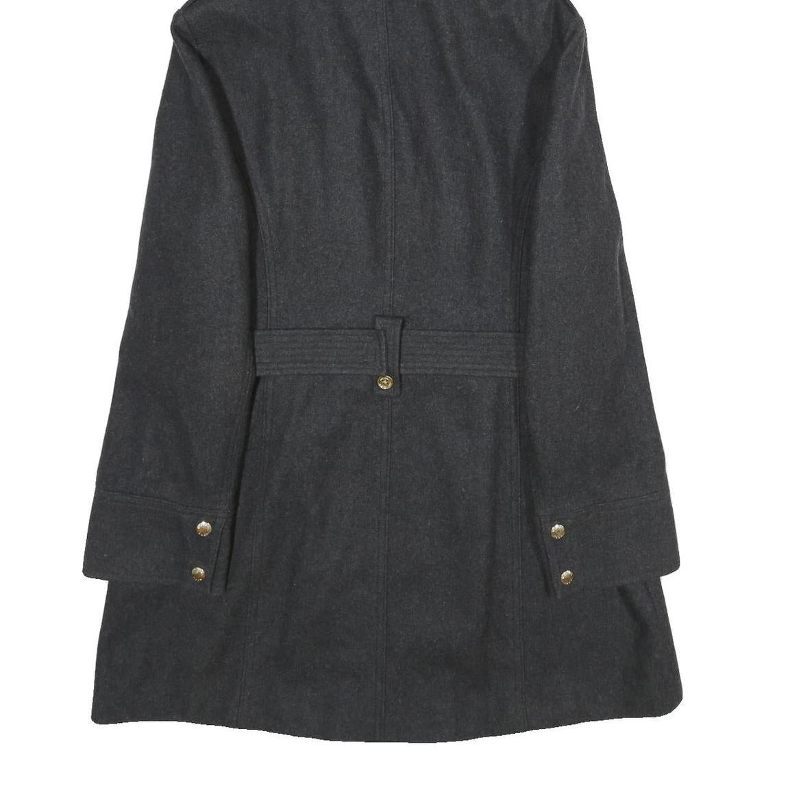 MICHAEL KORS Womens Black Hooded Wool Blend Jacket M Zip Coat Elegant Classic