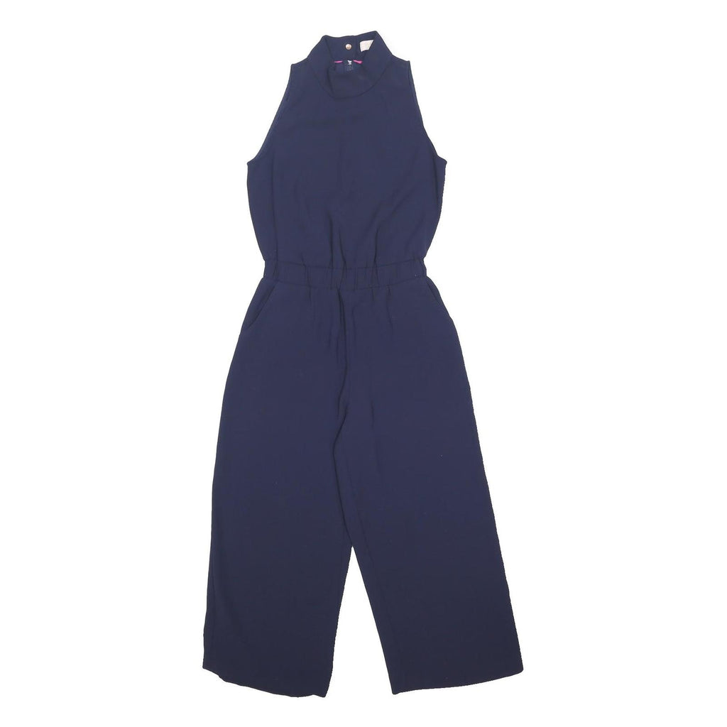 TED BAKER Womens Navy Playsuit Wide Leg Polyester S Sleeveless High Neck Zip