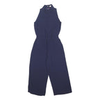 TED BAKER Womens Navy Playsuit Wide Leg Polyester S Sleeveless High Neck Zip