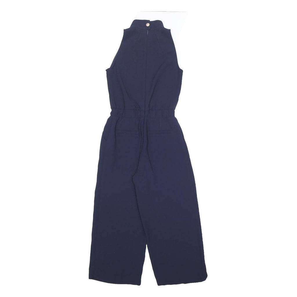 TED BAKER Womens Navy Playsuit Wide Leg Polyester S Sleeveless High Neck Zip