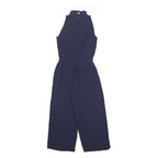 TED BAKER Womens Navy Playsuit Wide Leg Polyester S Sleeveless High Neck Zip