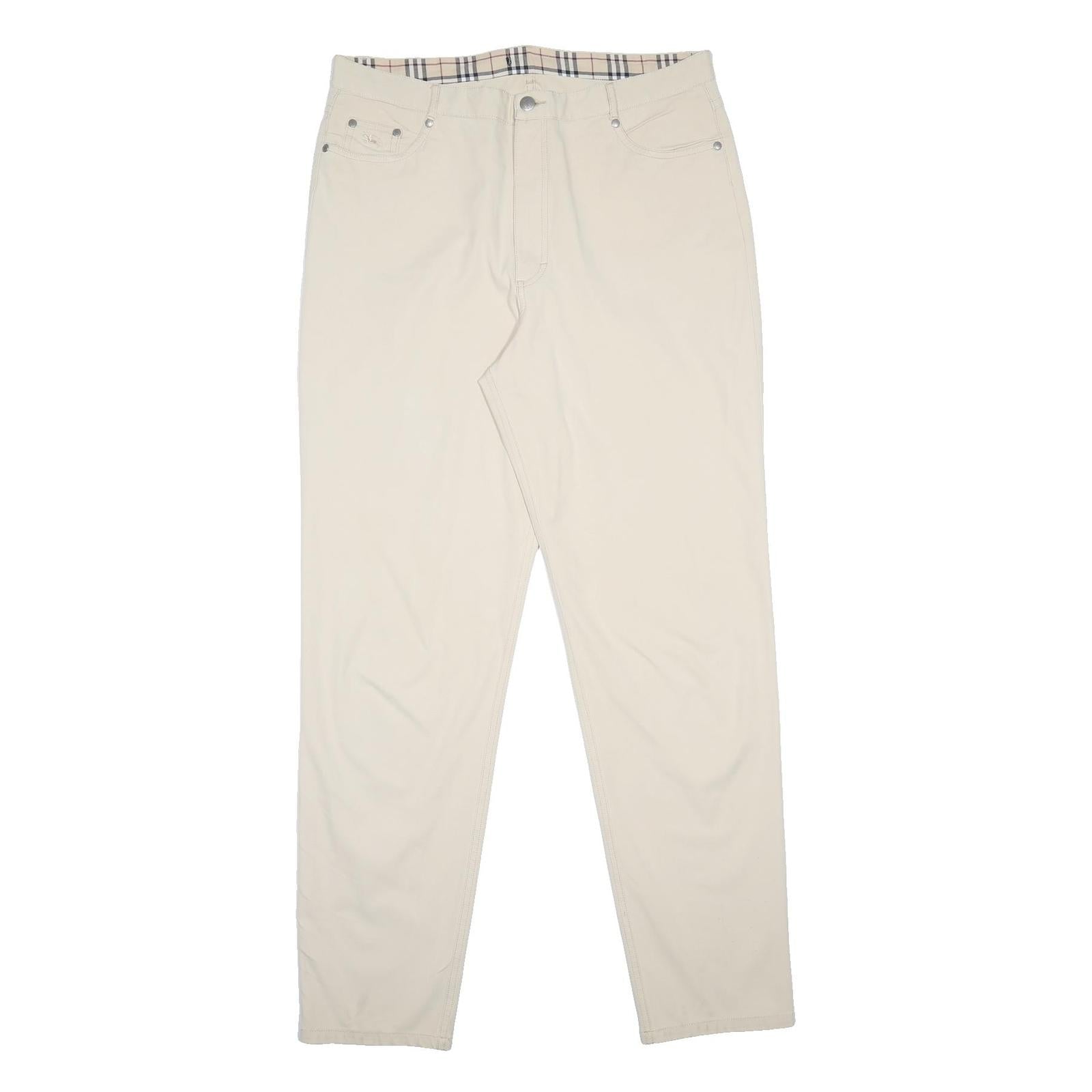 BURBERRY Womens Woven Cream Regular Straight Trousers W32 L31 Classic Zip
