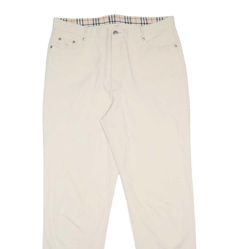 BURBERRY Womens Woven Cream Regular Straight Trousers W32 L31 Classic Zip