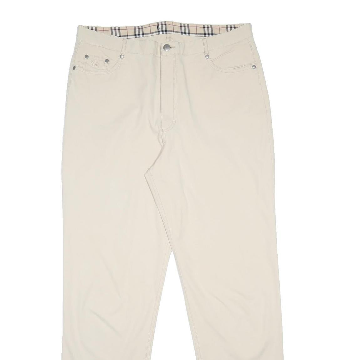 BURBERRY Womens Woven Cream Regular Straight Trousers W32 L31 Classic Zip