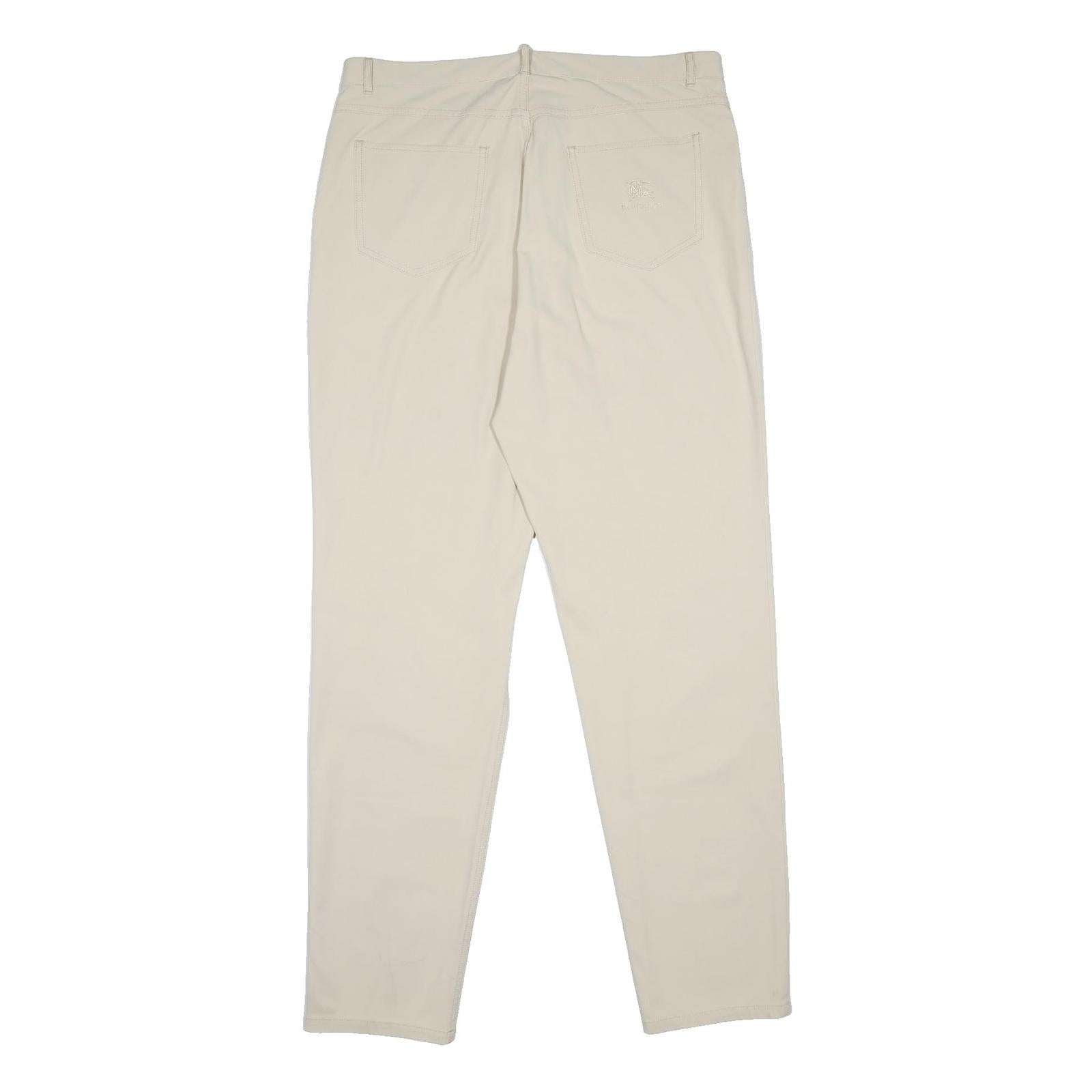BURBERRY Womens Woven Cream Regular Straight Trousers W32 L31 Classic Zip