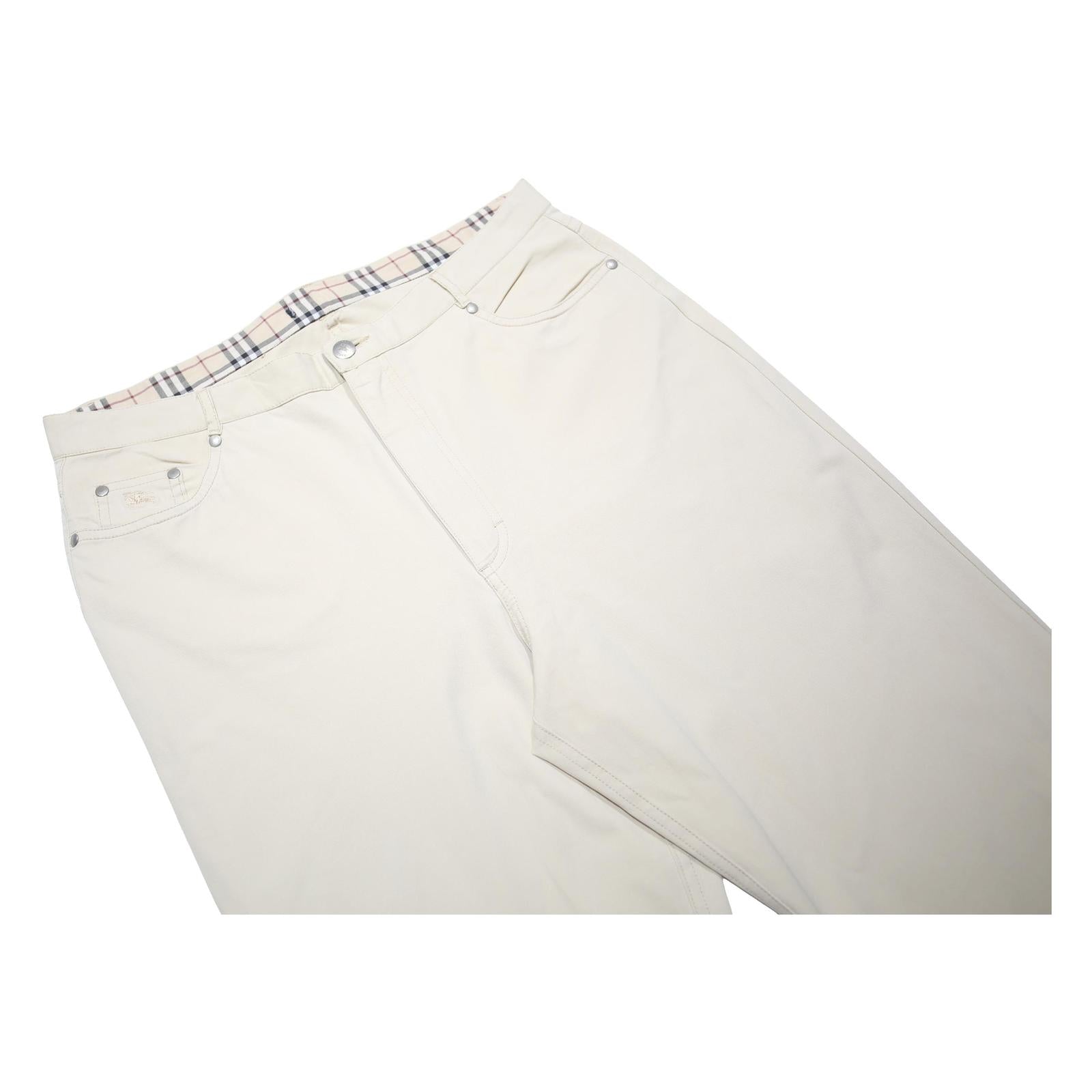 BURBERRY Womens Woven Cream Regular Straight Trousers W32 L31 Classic Zip