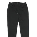 JEANEOLOGIE Mens Black Regular Fit Drawstring Cotton Blend Trousers W30 L29