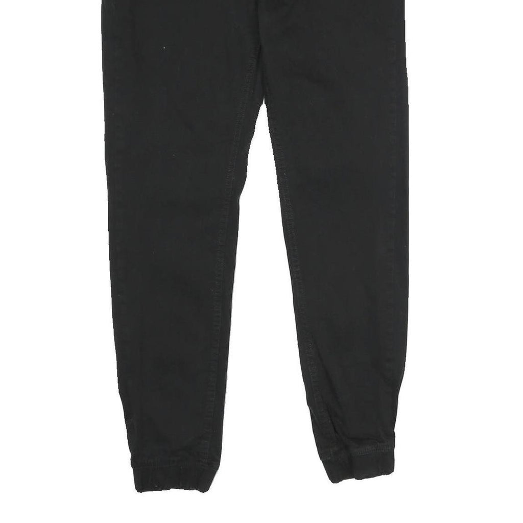 JEANEOLOGIE Mens Black Regular Fit Drawstring Cotton Blend Trousers W30 L29