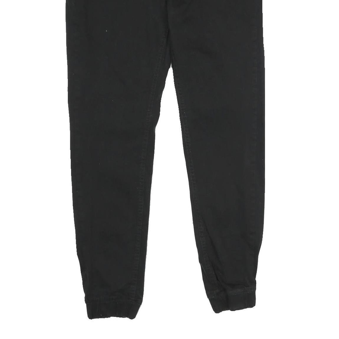 JEANEOLOGIE Mens Black Regular Fit Drawstring Cotton Blend Trousers W30 L29