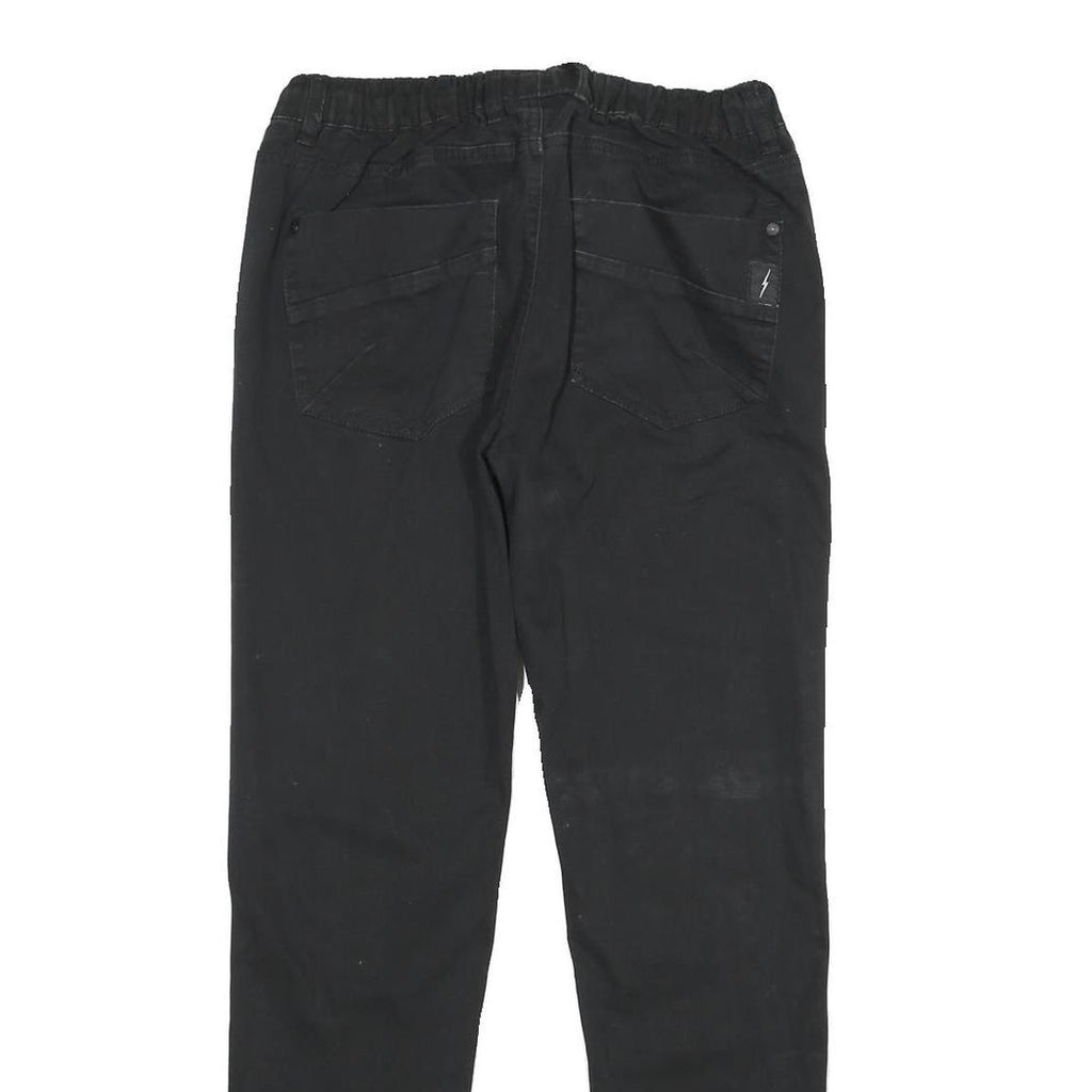 JEANEOLOGIE Mens Black Regular Fit Drawstring Cotton Blend Trousers W30 L29