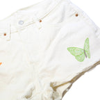 LEVI'S Womens White Butterfly Casual Denim Shorts S W26 Embroidered