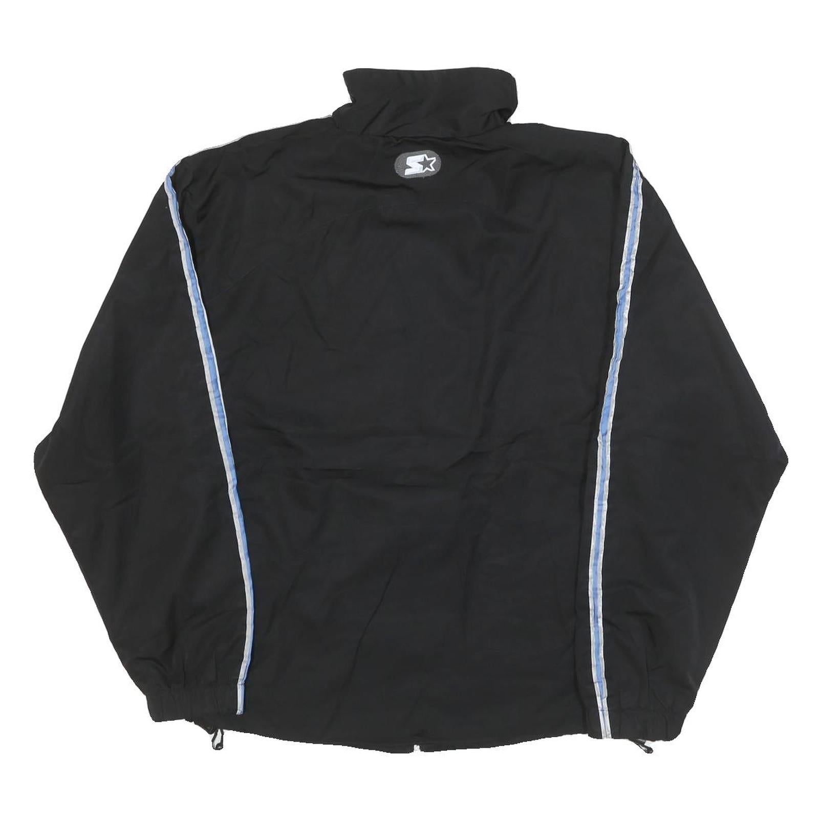 STARTER Mens Black Blue Stripe Track Jacket S Polyester Blend Lightweight Zip