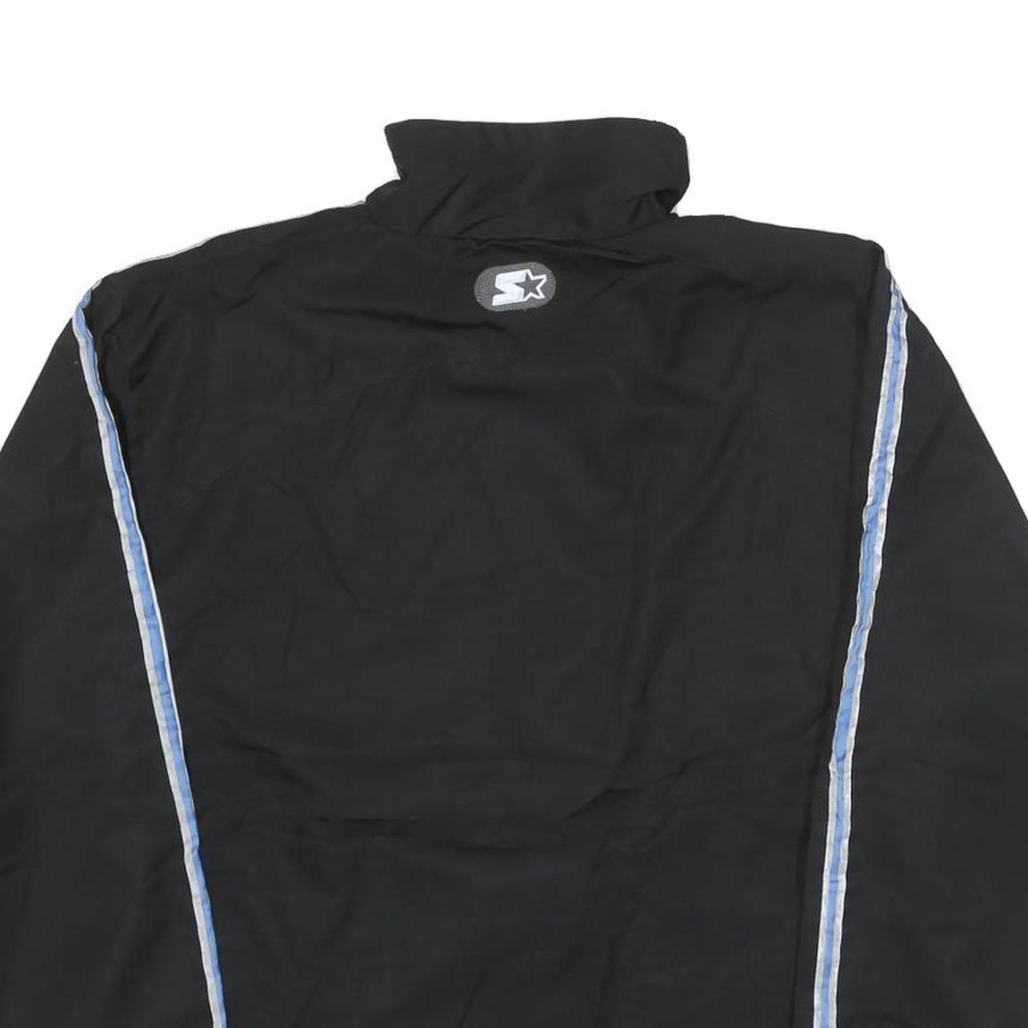 STARTER Mens Black Blue Stripe Track Jacket S Polyester Blend Lightweight Zip