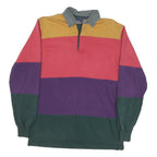 Cambridge Classics Mens Multicolour Long Sleeve Block Stripe Polo Shirt M Cotton