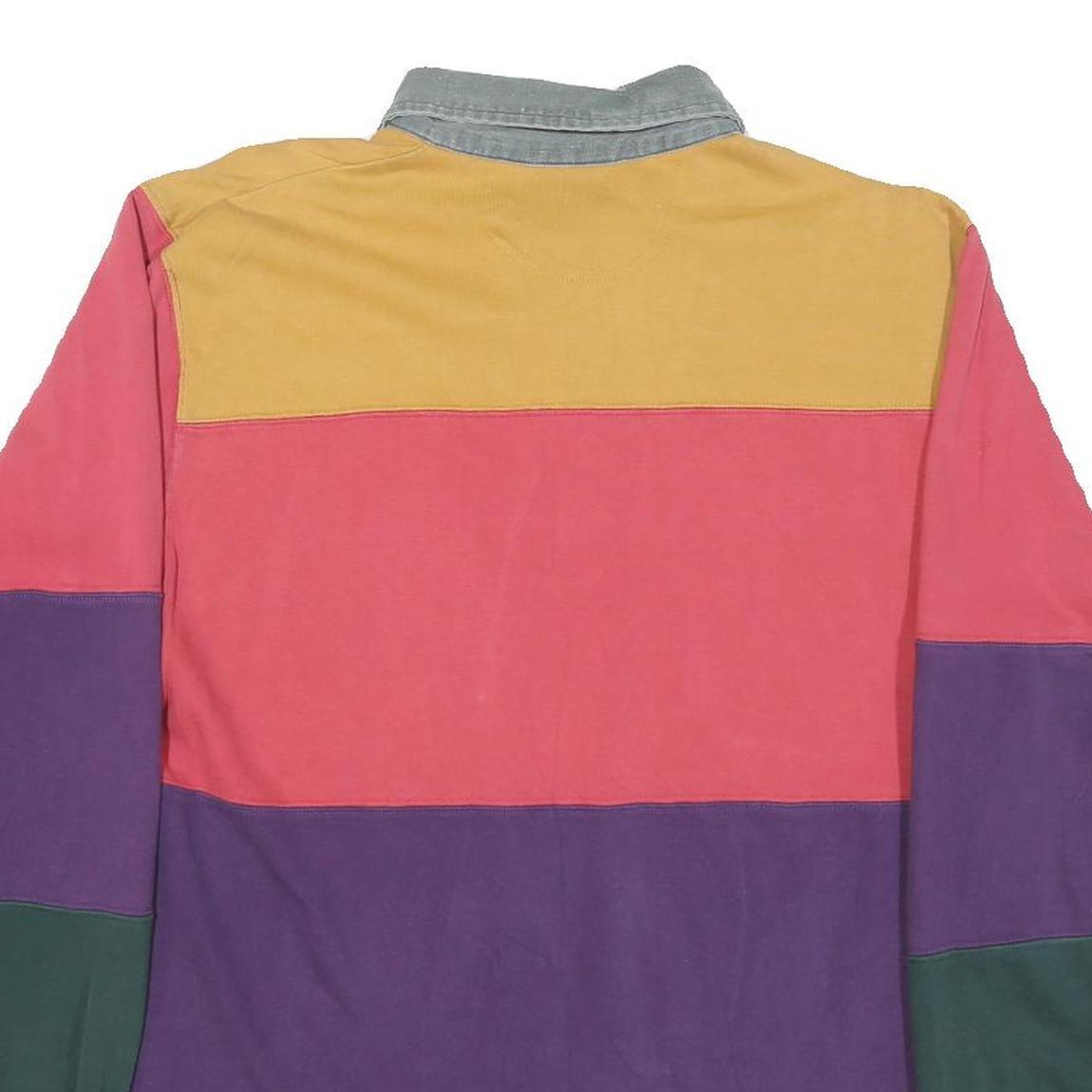 Cambridge Classics Mens Multicolour Long Sleeve Block Stripe Polo Shirt M Cotton