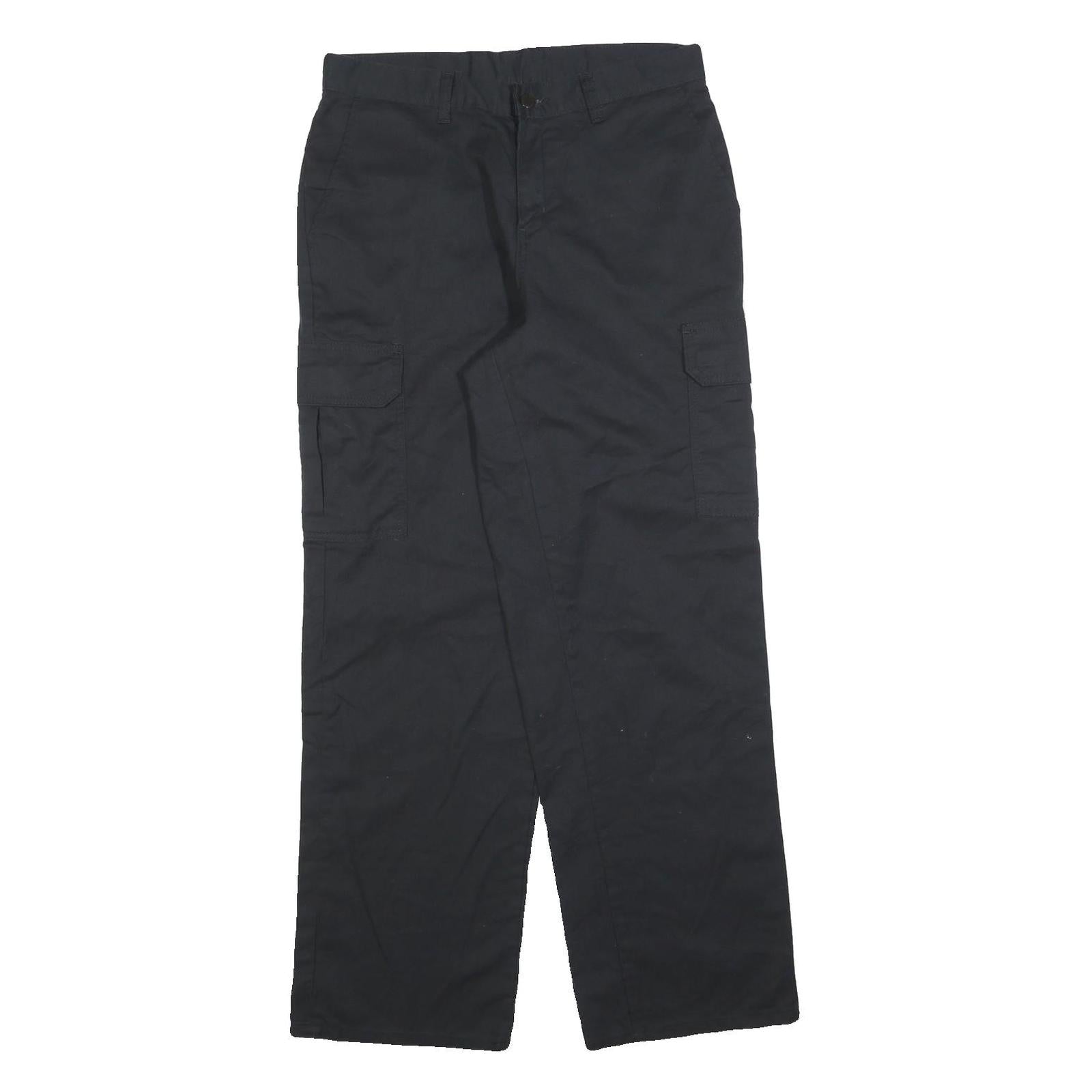 DICKIES Mens Cotton Blend Black Relaxed Straight Trousers W32 L32 Workwear