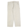 CARHARTT Mens Cotton Blend Cream Relaxed Straight Trousers W38 L30 Workwear