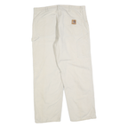 CARHARTT Mens Cotton Blend Cream Relaxed Straight Trousers W38 L30 Workwear